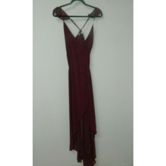 Lulu's Dress Here's to Us Burgundy‎ High-Low Wrap Dress Size X-Small - Picture 1 of 6